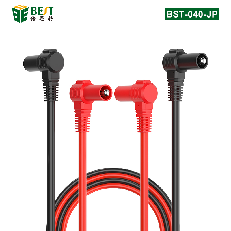 BST-040-JP 香蕉雙頭測試線 雙插測試線4mm安全型測試導線 紅黑雙頭90度插線 香蕉插疊插連接線 雙向蓮花頭導線 2000V20A大電流
